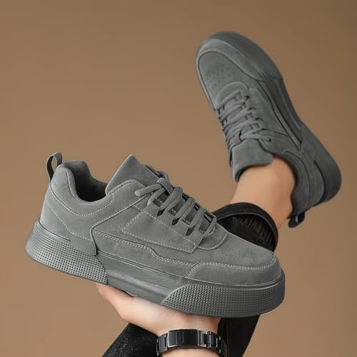 Plus Size Men's Stylish Thick Sole Skate Shoes - Solid Color, Lace-Up Casual Sneakers with Height Boost & Comfortable EVA Sole for All Seasons3