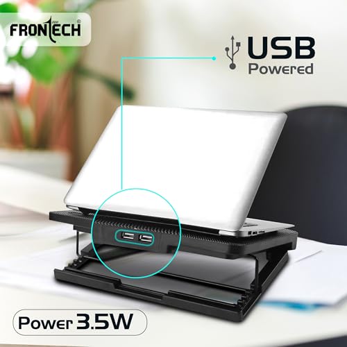 Frontech Adjustable Height Cooling Pad with 2 x 120mm LED Fans for up to 15.6" Laptops - Silent USB-Powered Laptop Cooler - Image 4