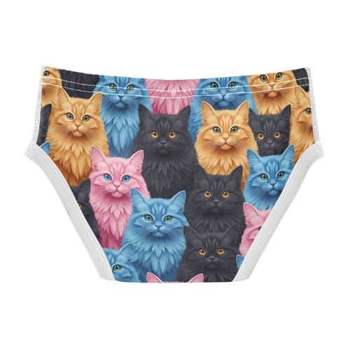 CHIFIGNO Boy Briefs Cotton Underwear Soft Printed Little Boys Underwear Briefs, Black Blue Pink Orange Cats2