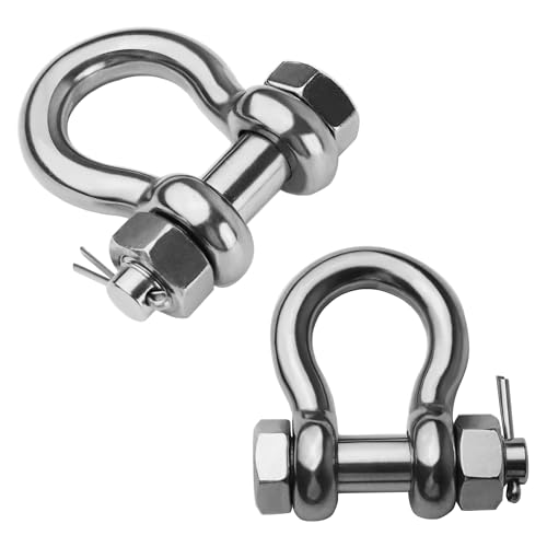 Memume Stainless Steel D Ring Shackles 1/4 5/16 3/8 1/2 Inch 316 Ss Heavy Duty Boat Anchor Shackle Marine Grade Bow Shackles With Cotter Pins thumb #1