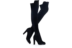HYBELIA Women Faux Suede Chunky Heel Stretch Over the Knee Thigh High Boots