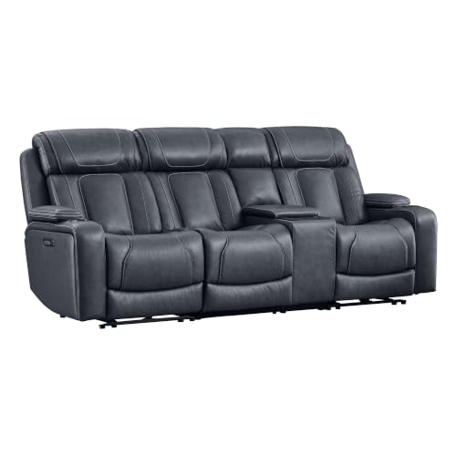 Image of Watson & Whitely Power Reclining Sofa 3-Seat with Console, Blue