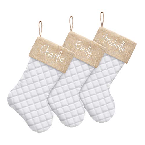 image for ElegantPark Personalized Christmas Stocking Set of 3 Cotton Quilted La