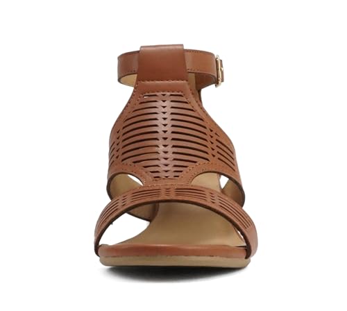 Soda “Norway” ~ Women Open Toe Closed Back Counter Cutout Upper Low Block Heel Sandal with Adjustable Ankle Strap3
