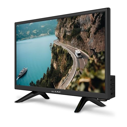 Kiano 19' Camping Fernseher – DLED HD TV (1366×768) – 12V/230V – DVB-T2/S2/C – HDMI USB CI VGA – Kompakt & mobil – Schwarz