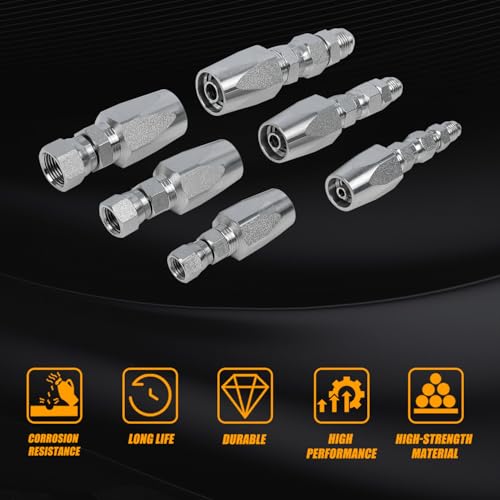 Image of 3Packs Reusable Hydraulic Hose Field Repair Kit, 1 /4 inch 3 /8 inch 1 /2 inch Inner Diameter Hydraulic Hose Repair Fitting, 4000 psi Pressure Rating Compatible with R2, R16, R17, R19 2-wire hydraulic hoses,