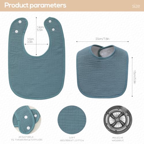 Muslin Baby Bibs,Pack of 7,100% Cotton Baby Bib for Drooling and Teething, Absorbent and Soft,Adjustable,Unisex2