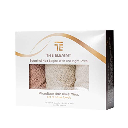 THE ELEMNT Microfiber Hair Towel - Quick Dry Hair Twist Drying Towel - 3 Pack Luxe Hair Towel