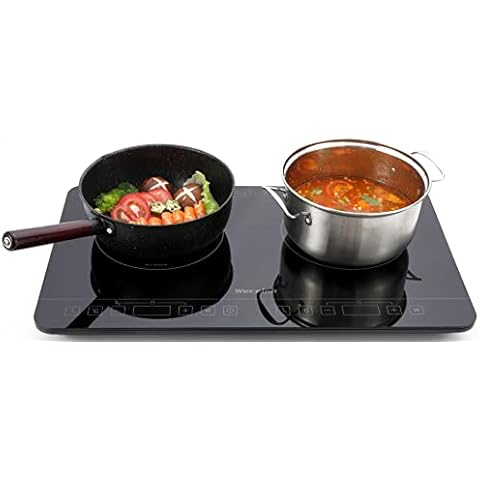 Weceleh Induktionskochfeld 2 Platten Mobil Camping, Doppel Induktionskochplatte Induktionsplatte Doppelt, Doppelkochplatte 2er Elektrisch Induktion, Herdplatte 2 Kochfelder Induktion Cover