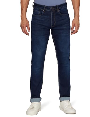 Peter England Men's Tapered Fit Mid Rise Classic Tape Stretchable...