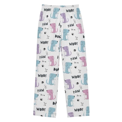 ZZXXB Puppy Dog Woof Boys Long Pants Soft Trousers Elastic Waist Kids Lounge Bottoms with Pockets S-XL