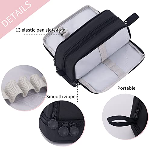 Image of CICIMELON Large Capacity Pen Pencil Case with 4 Compartments, Multi-Slot Pencil Pouch Bag Aesthetic School Supplies Organizer for Teens Adults (Black)