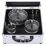 【現役電気工事士・大工推薦&監修】超硬 ホールソーセット ステンレス 木工 鉄鋼用 対応 電工 3本セット 40mm 70mm 100mm 保管用アタッシュケース付き (3本セット：40 70 100mm)