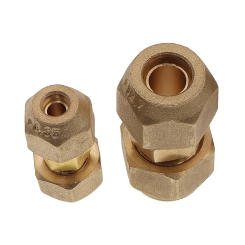 Image of Air Conditioning Copper Pipe Extension -1 /4 inch and 1 /2 inch Flare Nut, Joint Double Connector, Intermediate Connection Head, Free Welding, Fits 1 /4 inch and 1 /2 inch Diameter Tubes