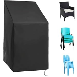 BEJAGWUS Gartenstühle Abdeckung mit Zugkordel, xford Schutzhülle für Stapelstühle Gartenstühle Hochlehner, bdeckung Gartenmöbel Wasserdicht Winterfest Winddicht UV Beständiges - 65x65x80/120 cm