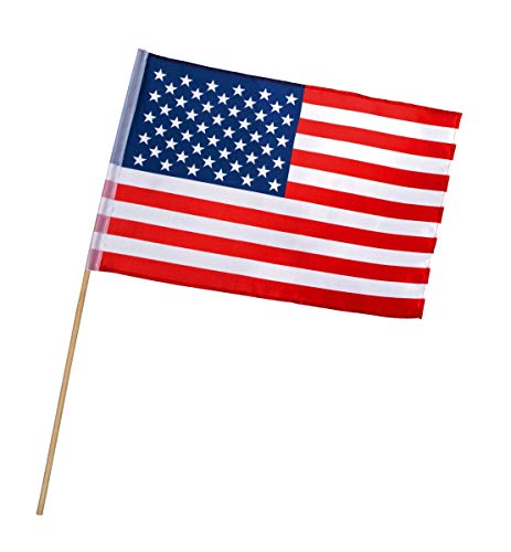 Boland 44954 - Fahne Amerika, Größe 30 x 45 cm, Länge Holzstab 60 cm, Polyester, USA, Vereinigte Staaten, Flagge, Banner, Dekoration, Geburtstag, Motto, Party, Karneval, Halloween