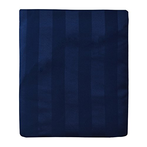 ゆるりら ボックスシーツ クイーン 160×200×30cm サテンストライプ ホテル仕様 おしゃれ 洗える ベッドカバー マットレスカバー ベッドシーツ ネイビー 23843-0043