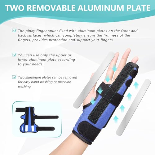 Fibee Boxer Fracture Splint, Pinky Finger Splint, Adjustable Two Finger Brace For 4Th Or 5Th Finger thumb #2