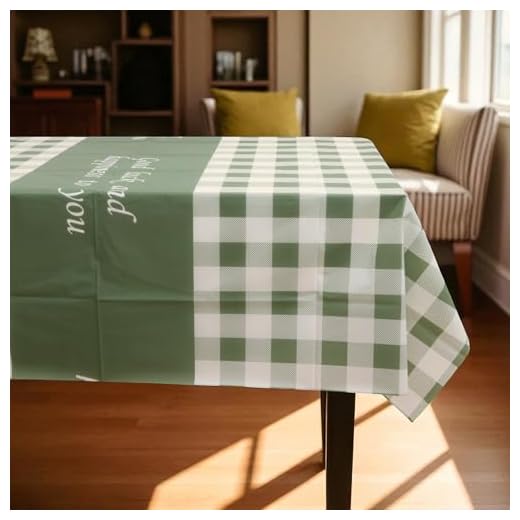 PEVA Green White Rectangular Woven English Style Checked Tablecloth 54" x 54"