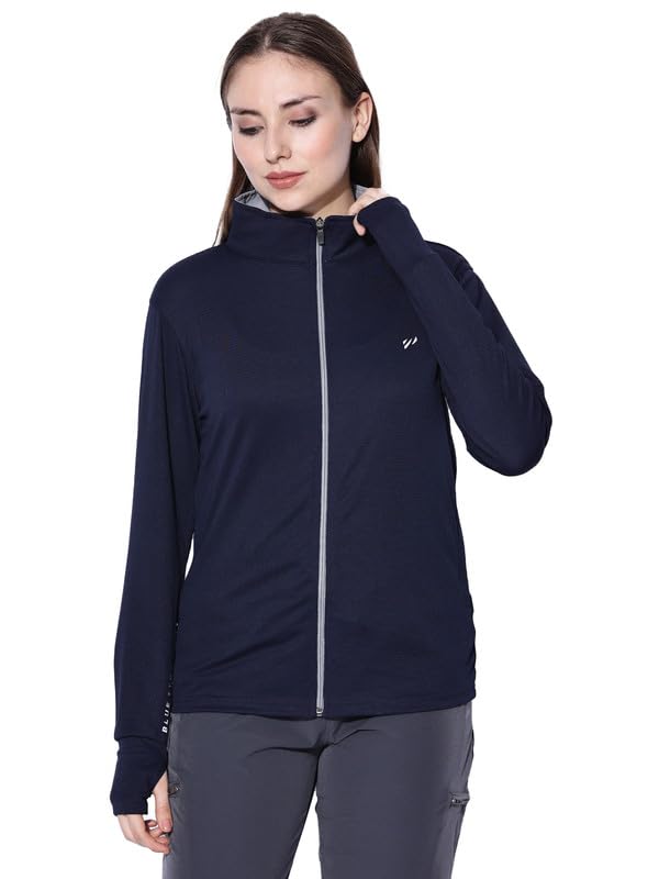 BLUETYGAFull Sleeve Blue Solid Women's sunscreen Jacket