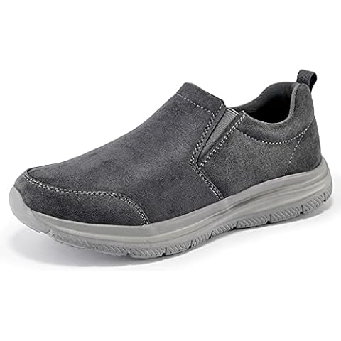 TIOSEBON Men's Comfy Leather Loafers - Lightweight Casual Slip On Walking Driving Shoes 11 UK Deep Gray Cover