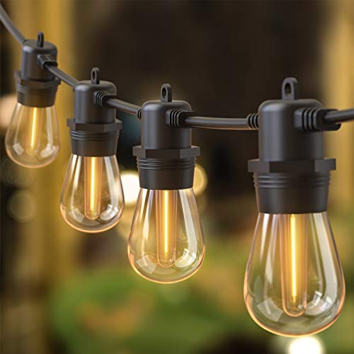 LED String Lights Outdoor - Quntis 53FT 15+1Bulbs Shatterproof Patio String Lights - Waterproof Commercial Backyard Hanging Decorative Lights for Bistro Garden Porch Cafe Wedding Party, Warm White