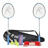 Hipkoo Sports Badminton Racket Set of 2-2 Multi-Coloured Wide Body Aluminium Badminton Rackets with Cover 1 Net and 3 Shuttlecocks Lightweight and Sturdy Ideal for Beginners