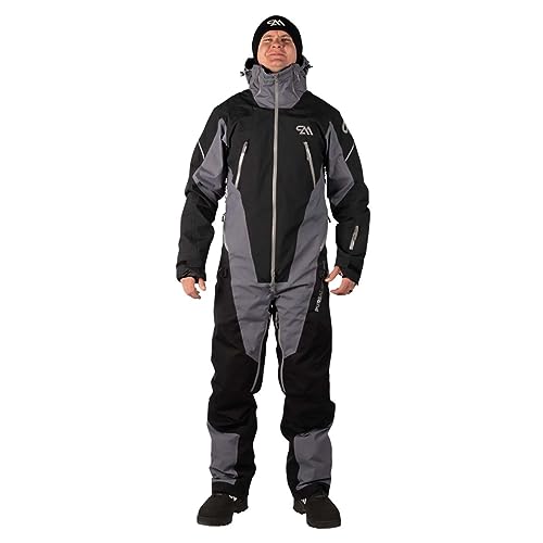 PureAdrenaline Men's Rise Series Snowmobile Monosuit (Black/Lava Smoke - Medium)