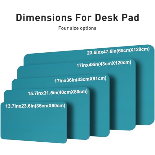 Image of Aothia Faux Leather Desk Mat - Large Mouse Pad, Non-Slip PU Leather Blotter, Waterproof Writing Surface for Office and Home (Turquoise, 47.2 inch x 23.6 inch)