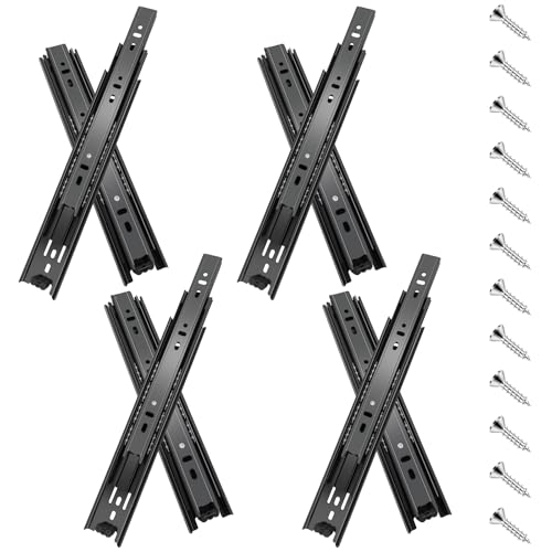 Sulawskys 4 paires glissières de tiroir 45 cm (8 pièces),glissiere pour tiroir, montage latéral,extension complète,coulisse tiroir avec roulements à...