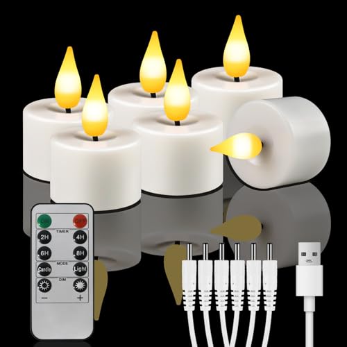 Dixmas Wiederaufladbar LED Teelichter mit fernbedienung 6 Stück,...