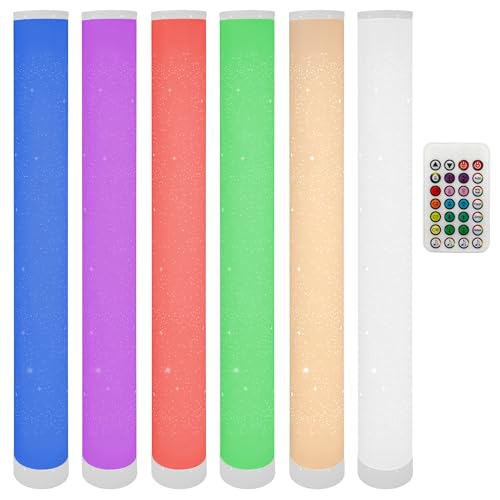 IC Home Moderne LED Stehleuchte RGB & Warmweiß 103 cm Lichtsäule montiert geliefert (Kein DIY) Musik-Sync Lauflicht & Funkeleffekt Dimmbar inkl. Fernbedienung Mattweiß 10W