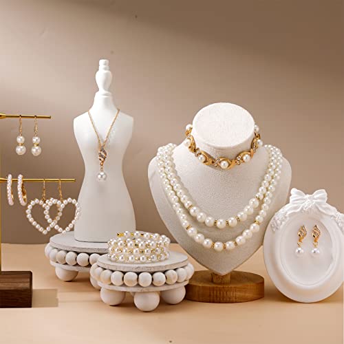 Bonuci 8 Pcs Pearl Rhinestone Jewelry Set for Women Pearl Necklace Bracelet Earrings for Wedding Birthday Bridal Tea Party4
