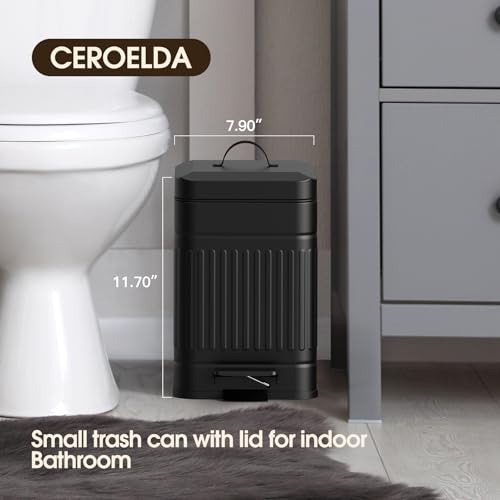 Ceroelda FT-B Small Trash Can With Lid-5L/1.3 Gal,Stainless Steel Outdoor Dog Poop Garbage Can-Farmhouse Retro Metal Waste Bin W/Step Pedal thumb #2