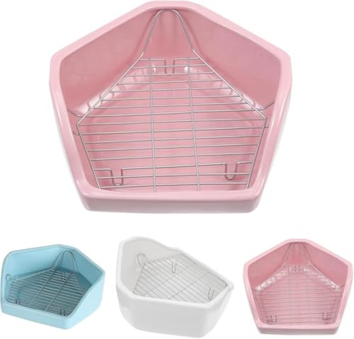 三角型うさぎトイレ 陶器製 大小サイズ 金網スノコ付き 小動物用 かわいい (A)