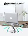 Zewwen Support pour ordinateur portable pour bureau, support pour ordinateur pliable ergonomique réglable avec chauffage-Vent, Riser pour ordinateur portatif en alliage d'aluminium compatible avec MacBook Air, Pro, Dell XPS, C'est un peu trop tard.