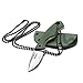 TONIFE Cuchillo de cuello fijo, hoja de 43 mm, total de 119 mm, con vaina de Kydex y cadena de bolas, color verde militar
