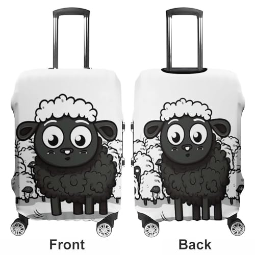 Cartoon Black White Sheep Luggage Cover, Washable Elastic Suitcase Cover Protector Fit 18-32 Inch Luggage3