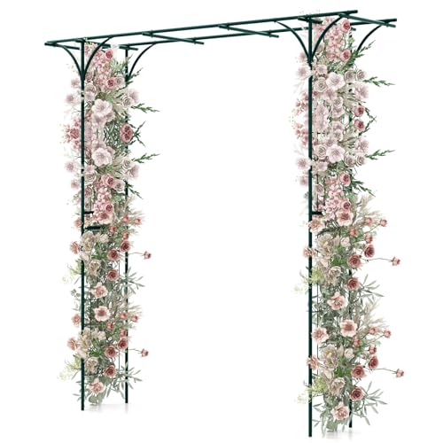 RELAX4LIFE Rosenbogen 205x52x206 cm, Rosenspalier aus Metall, Gartenbogen für Kletterpflanzen, Torbogen Garten, Rankbogen für Hochzeit Party Hinterhof Veranda (Grün)