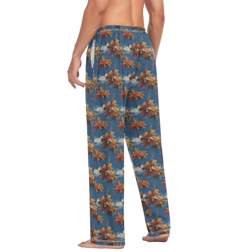 Aflyko Floral Men's Pajama Pants Palm Tree Blue Sky Pjs Sleepwear Bottoms3