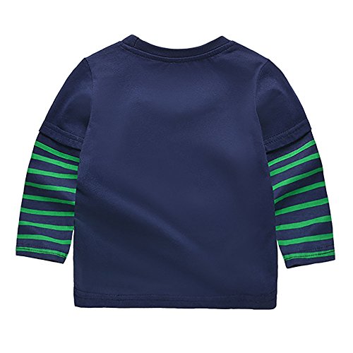 Fashion Boys Patchwork Long Sleeve Cute Cartoon Embroidered Fall T-Shirt2