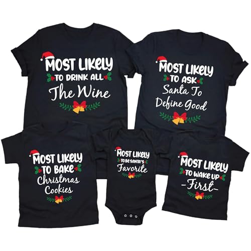 Most Likely Family Matching Christmas Shirt, Funny Christmas Tee Tops, Personalized Shirts For Christmas Party, Custom Family Reunion Couples Vacation Most Likely To T-Shirts4