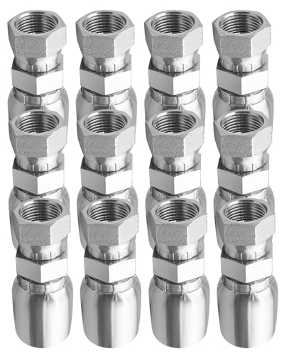 Image of 12Pcs 1 /2 inchHose x 1 /2 inch JIC Female Hydraulic Hose Crimp Fitting Ends Fit for Dayco Weatherhead U Series Adjustable Crimpers 37 Hydraulic Hose End Crimp