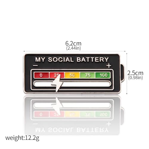 Image of Social battery pin - My Social Battery Creative Lapel Pin, Fun Enamel quantity of electricity Pin
