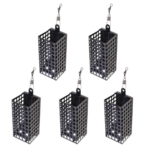 Laikoutd 5Pcs Fishing Lures Cage Fishing Tackle Feeder Baits Holder Trap Basket Lures Cage Fishing Baits Cage Fishing Feeders
