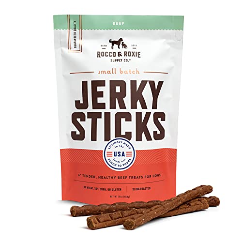 Rocco & Roxie Dog Treats for Small, Medium & Large Breed – Soft Treats for Senior Dogs & Puppies – Beef Jerky Dog Sticks – Best Dog Training Puppy Treats & Snacks for Happy, Healthy Dogs – 1lb