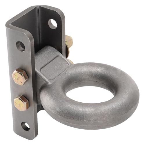 Racewill Pintle Hitch Lunette Eye Ring with Adjustable Channel Mount Bracket 3 inch I.D Heavy Duty Raw Steel Rated Towing Weight 12000 lbs
