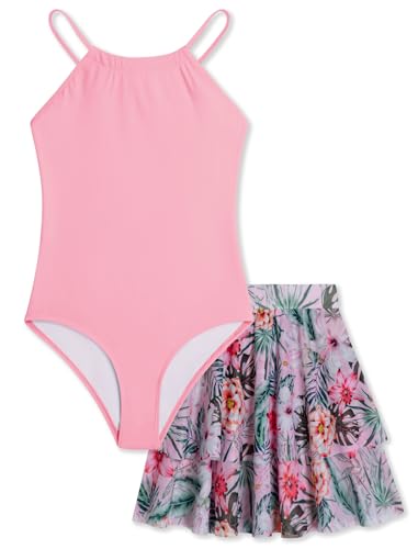 Image of Girls One Piece Swimsuits with Mesh Skirt Tanikini Bathing Suit Swimwear 6-14Y