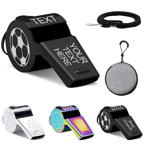 Reuhen Silbato Personalizado con Grabado Texto y Logotipo, Silbato de Acero Inoxidable Fuerte, para Árbitro, Entrenador, Profesor, Salvavidas, Escuela, Concurso de Grupo, Boda (Estilo-2)