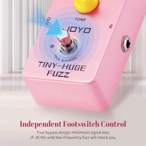 Image of JOYO Analog Fuzz Guitar Pedal, Vintage 90's Voicing with Level /Sustain /Tone Control, Battery or 9V DC Powered, True Bypass (TINY-HUGE JF-26)